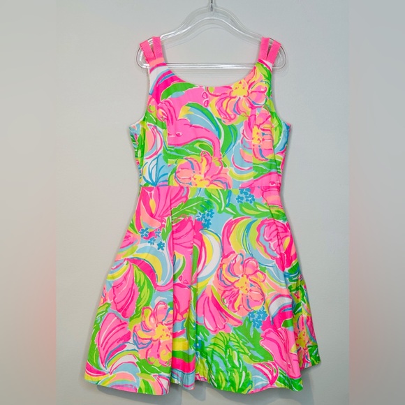Lilly Pulitzer Girl’s Charlie So A Peeling Pink Green Cotton Floral Dress - Picture 12 of 12